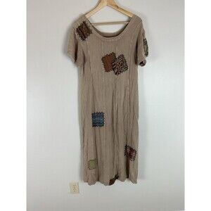 Sacred Threads Patchwork Midi Dress M Boho Hippie Festival Peasant Renaissance